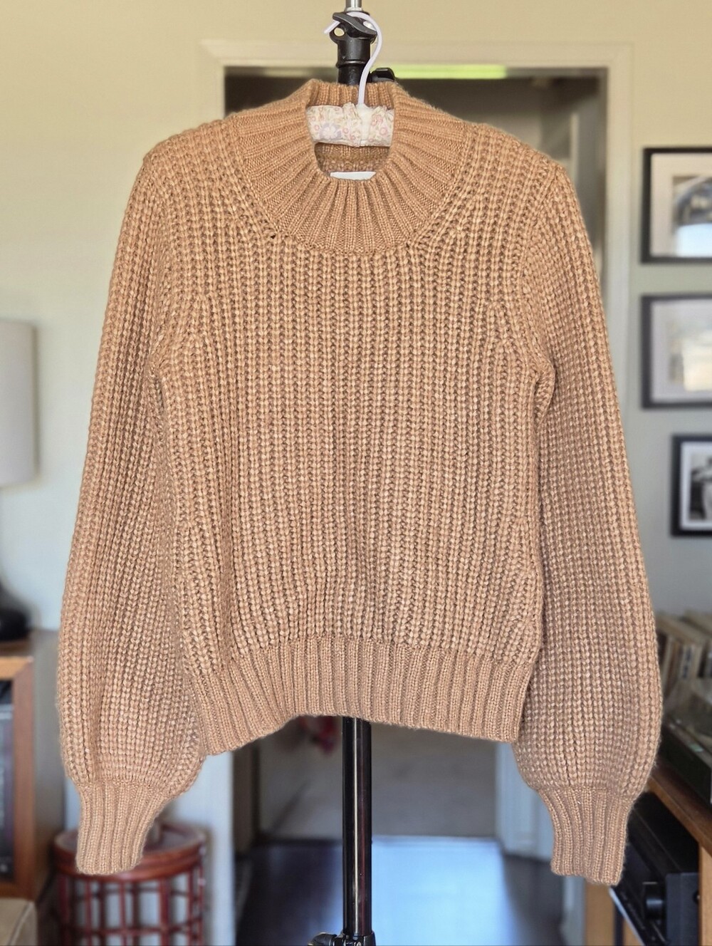 Doen Chunky Knit Mock Neck Sweater - Camel Alpaca Wool Blend